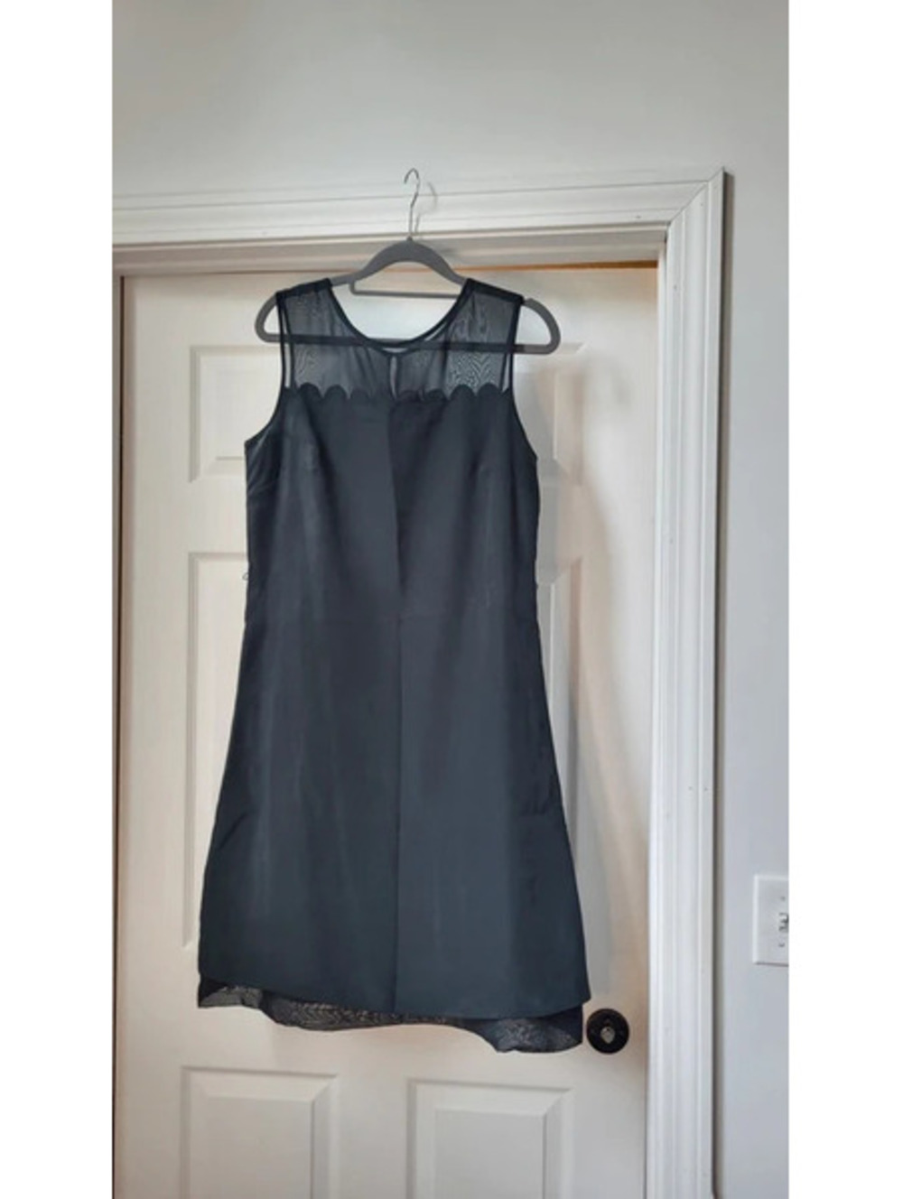 Merona Black Dress with Sheer Mesh Yoke & Scalloped Neckline-8-worn twice